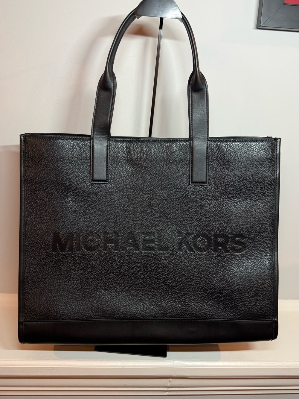 Michael Kors Cooper Logo Embossed Pebbled Leather Tote Bag
